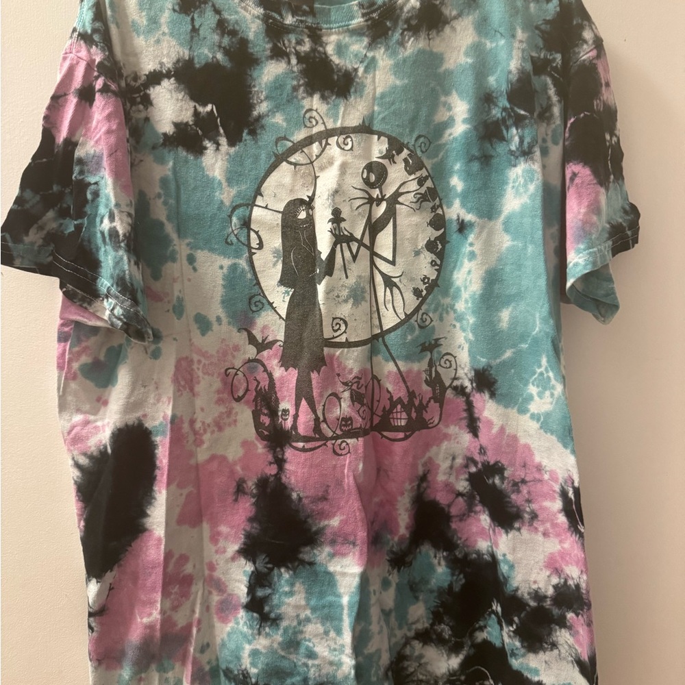 Tie-Dye Graphic Tee with Nighttime Silhouette